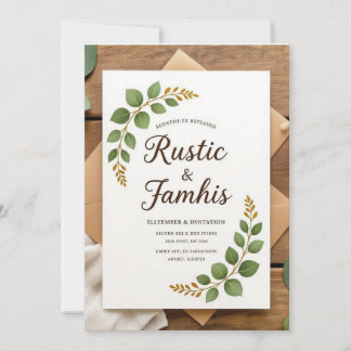 Elegante Invitación a la Boda Rústica de Verdor