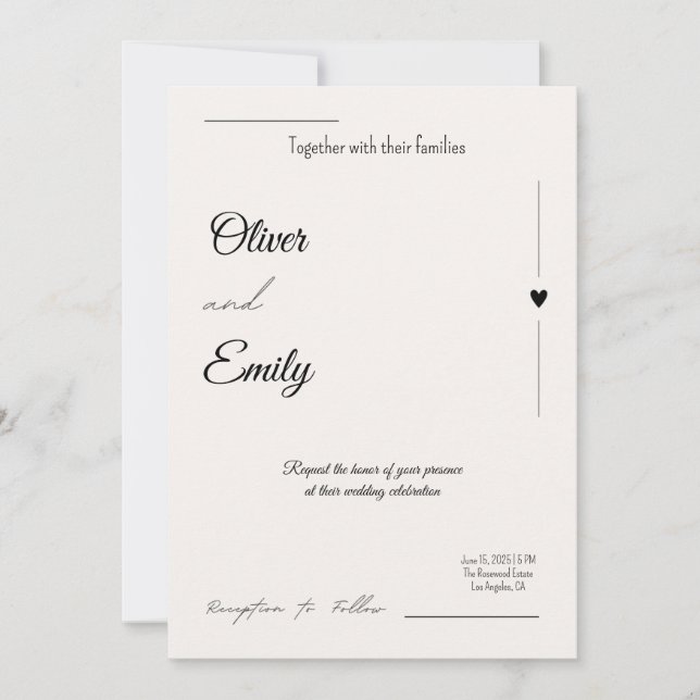 Elegante Invitación a la boda - sencillo y moderno (Anverso)