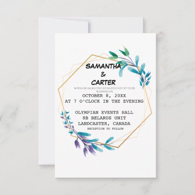 Elegante Invitación a la boda simple (Anverso)