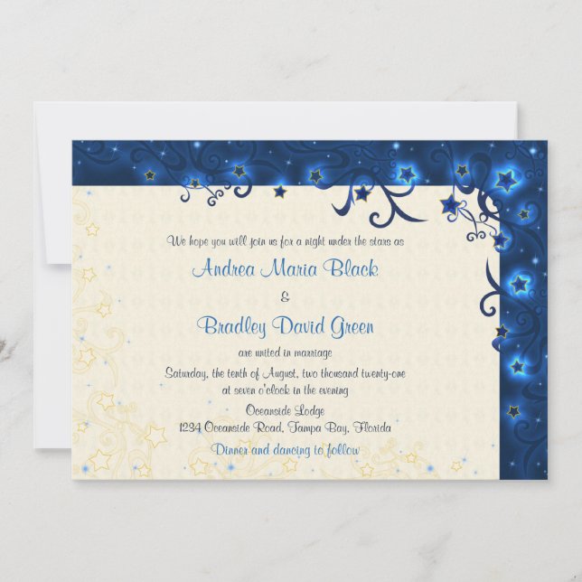 Elegante invitación a la boda Starry Sky (Anverso)