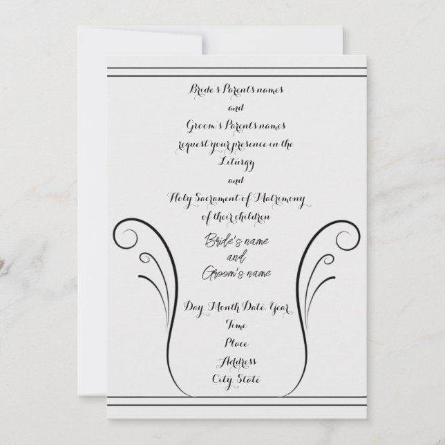 Elegante Invitación a la Boda Swirl (Anverso)