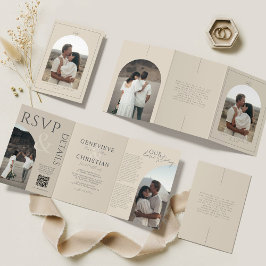Elegante invitación a la boda tripartita con fotos