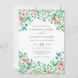 Elegante invitación a la boda tropical