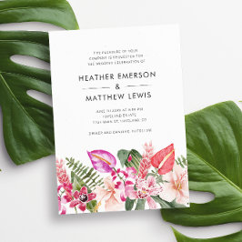 Elegante invitación a la boda tropical