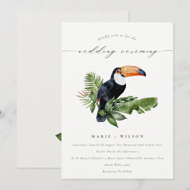 Elegante Invitación a la Boda Turca Tropical (Anverso / Reverso)