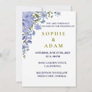 Elegante invitación a la Boda Verde Azul y Oliva,