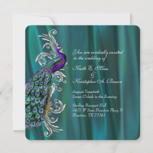 Elegante invitación a la boda Verde azulada de sat