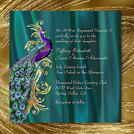 Elegante invitación a la boda Verde azulada de sat