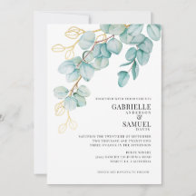 Elegante invitación a la Boda Verde azulada y de E