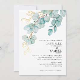 Elegante invitación a la Boda Verde azulada y de E
