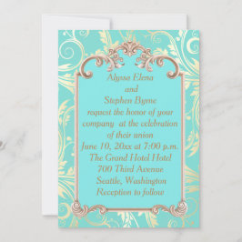 Elegante invitación a la Boda Verde azulada y de O