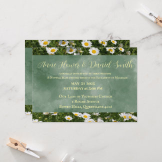 Elegante invitación a la boda verde católica
