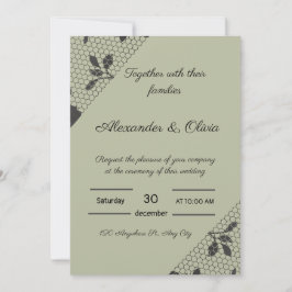 Elegante invitación a la Boda Verde con Flora Negr