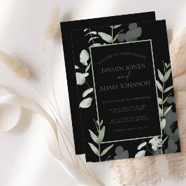 Elegante invitación a la boda verde de eucalipto n