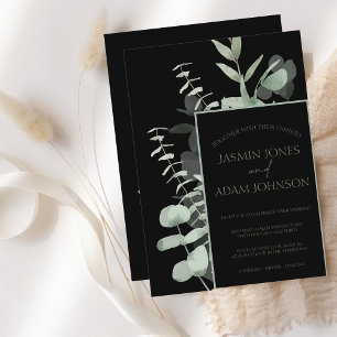 Elegante invitación a la boda verde de eucalipto n