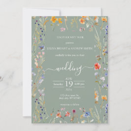 Elegante invitación a la boda verde de la saga de 