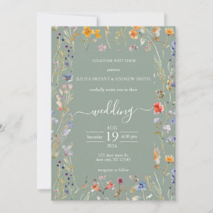 Elegante invitación a la boda verde de la saga de