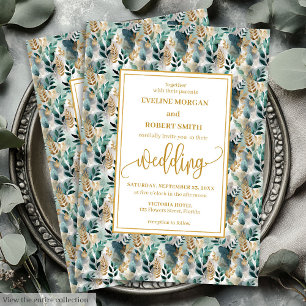 Elegante Invitación a la Boda Verde de Oro de Caza