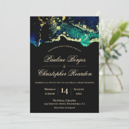 Elegante invitación a la Boda Verde de Oro Negro