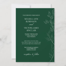Elegante invitación a la boda verde esmeralda de h