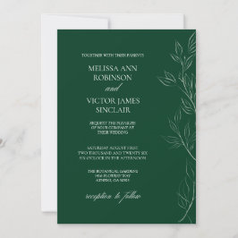 Elegante invitación a la boda verde esmeralda de h