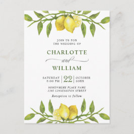 Elegante Invitación a la Boda Verde Lemons