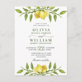 Elegante Invitación a la Boda Verde Lemons