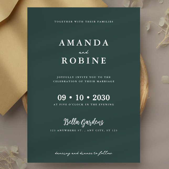 Elegante Invitación a la boda verde mínima de sabi (Subido por el creador)