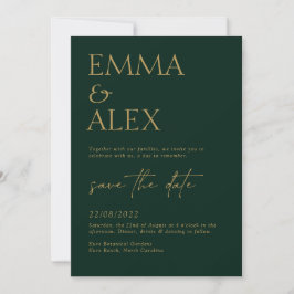 Elegante Invitación a la Boda Verde Oscura