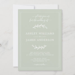 Elegante invitación a la Boda Verde Pastel