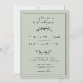 Elegante invitación a la Boda Verde Pastel