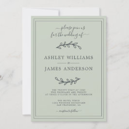 Elegante invitación a la Boda Verde Pastel