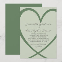 Elegante Invitación a la Boda Verde Sage Heart