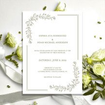 Elegante Invitación a la Boda Verde Sage rico en f