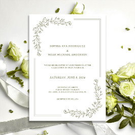 Elegante Invitación a la Boda Verde Sage rico en f