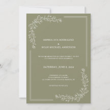 Elegante Invitación a la Boda Verde Sage rico en f