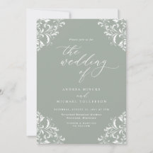 Elegante Invitación a la Boda Verde Vintage