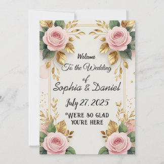 Elegante Invitación a la boda vertical con oro