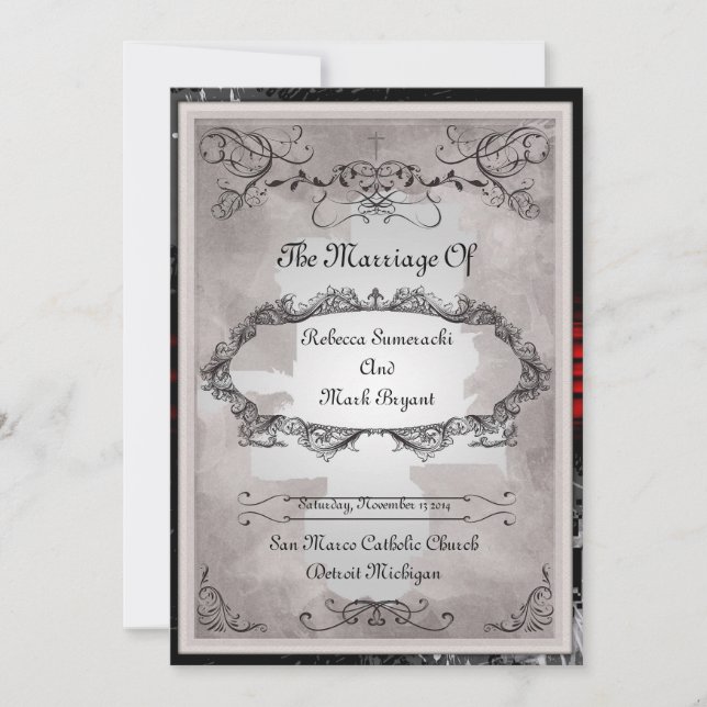 Elegante invitación a la boda victoriana (Anverso)
