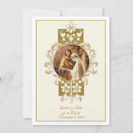 Elegante Invitación a la Boda Vintage Católica
