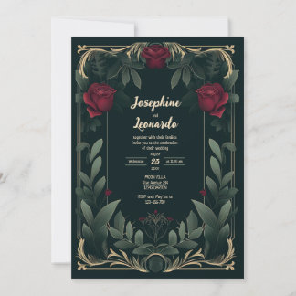 Elegante Invitación a la Boda Vintage de Flores Os