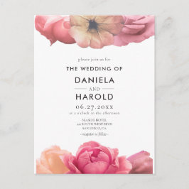 Elegante invitación a la boda vintage de rosa