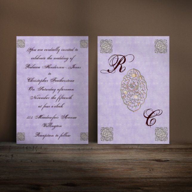 Elegante Invitación a la Boda Violeta Vintage (Subido por el creador)
