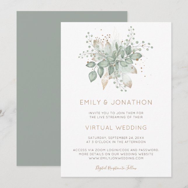 Elegante Invitación a la boda virtual del sabio de (Anverso / Reverso)