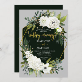 Elegante invitación a la boda virtual floral blanc