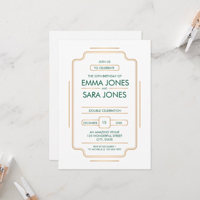 Elegante invitación a la celebración de cumpleaños (Anverso/Reverso In Situ)