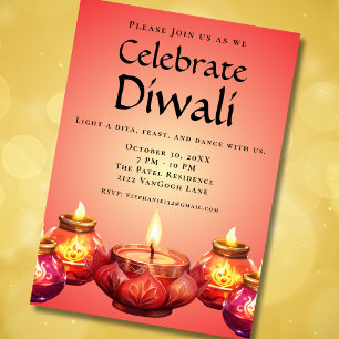 Elegante invitación a la celebración de Diya Diwal