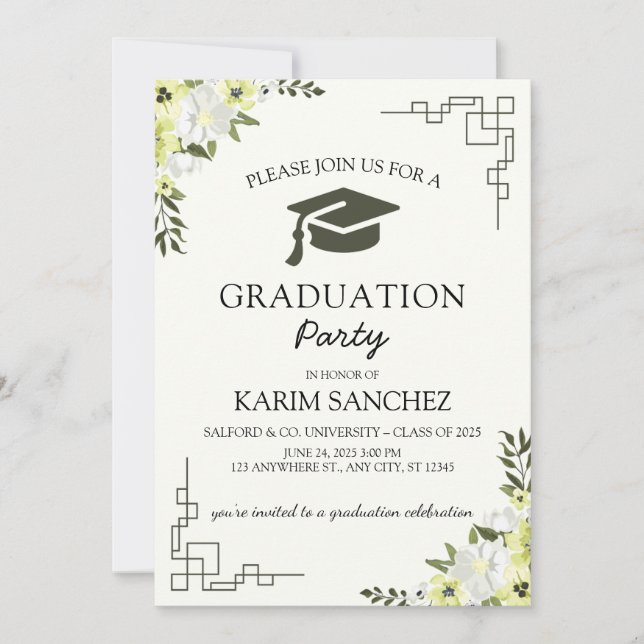 Elegante invitación a la celebración de graduación (Anverso)
