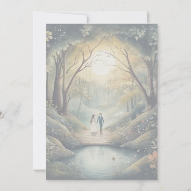 Elegante invitación a la celebración del bosque en (Reverso)