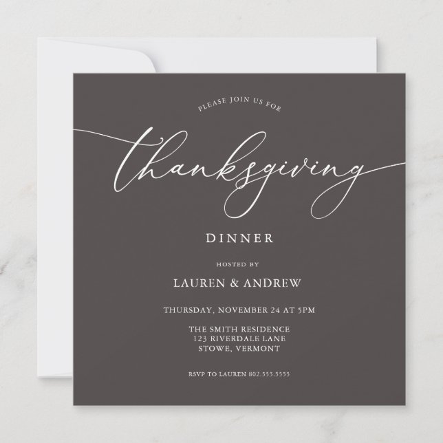 Elegante Invitación a la cena de Acción de Gracias (Anverso)